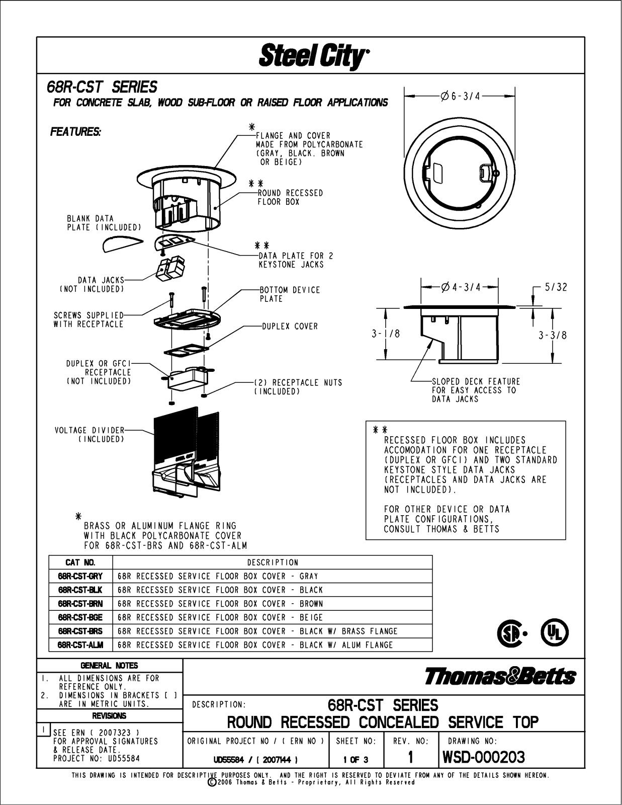 Thomas & Betts 68R-CST Reference Drawing