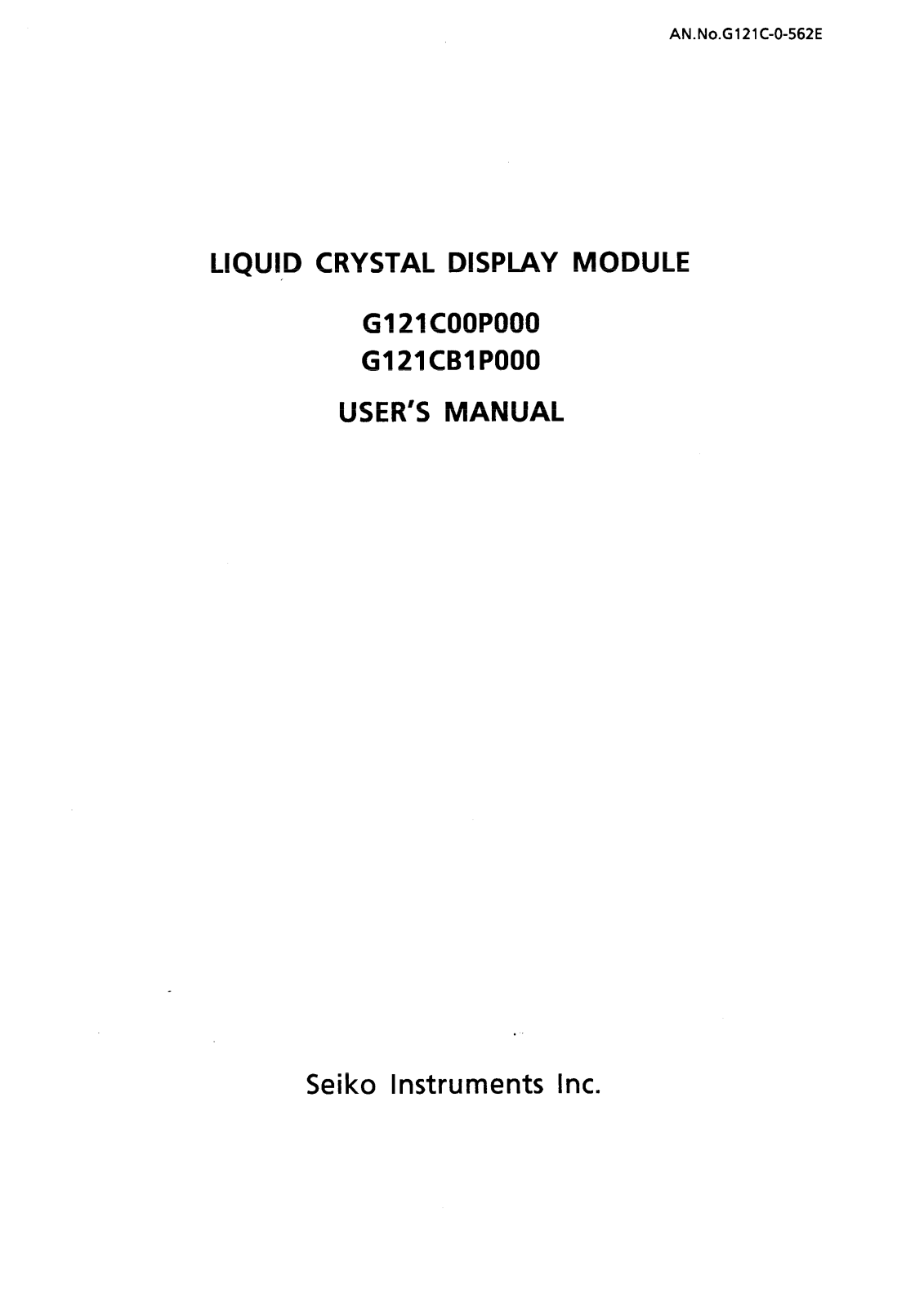 Seiko G121CB1P000, G121C00P000 Datasheet