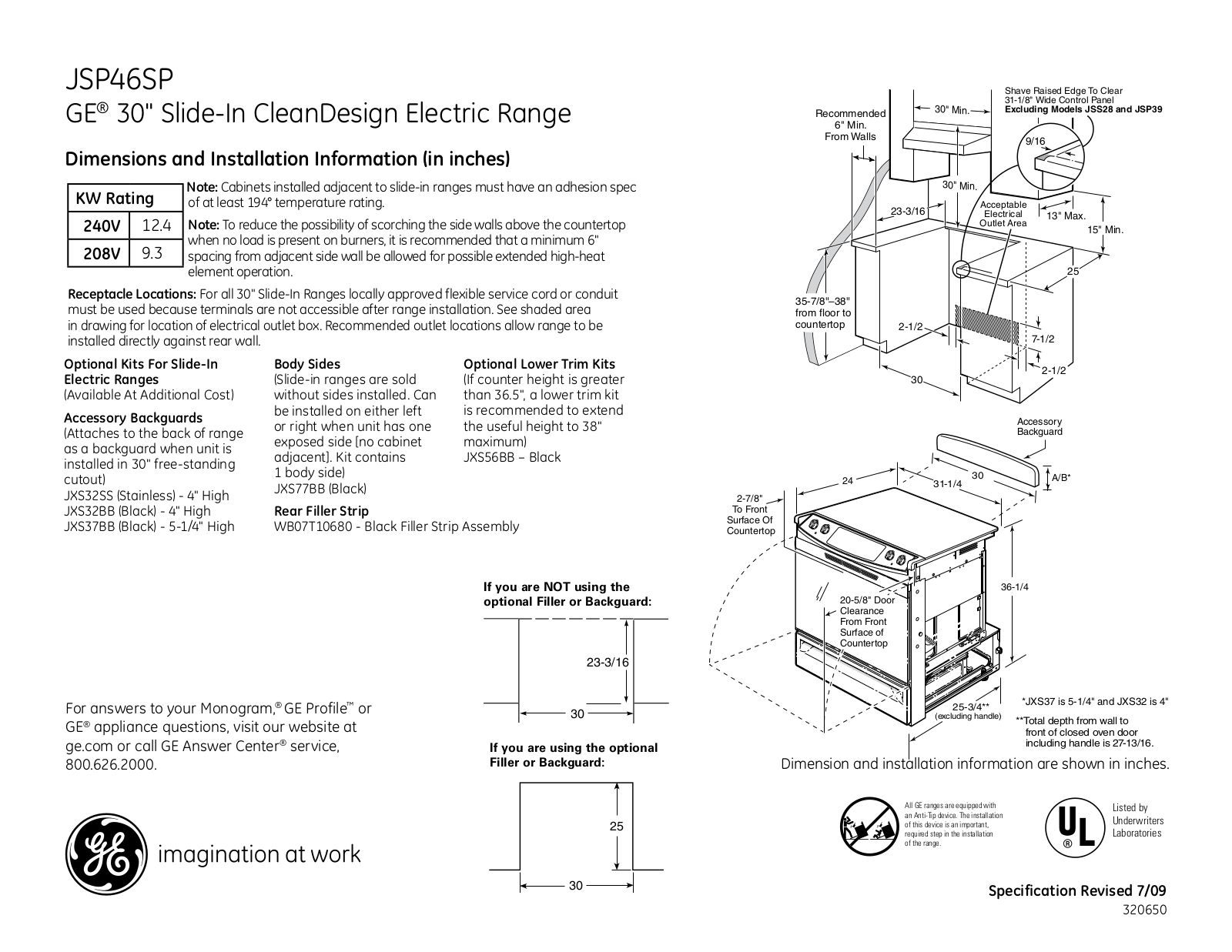 General Electric JSP46SPSS User Manual