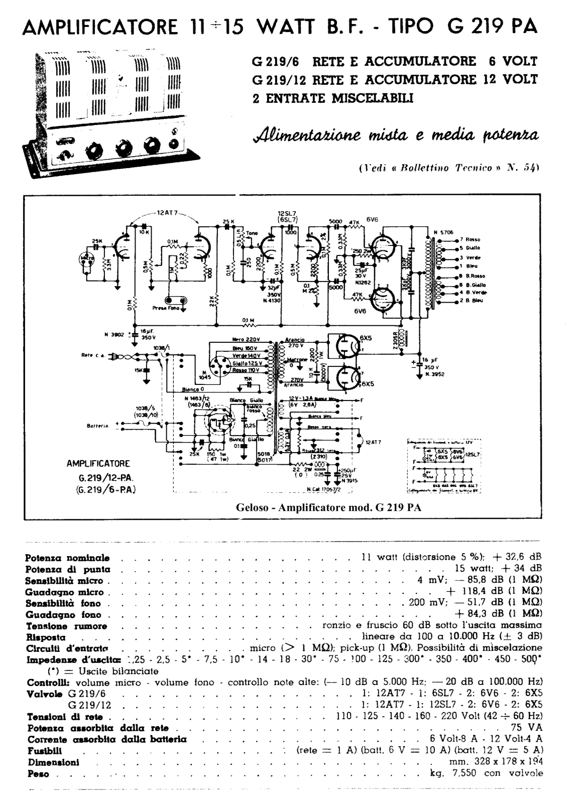 Geloso G219 PA Schematic