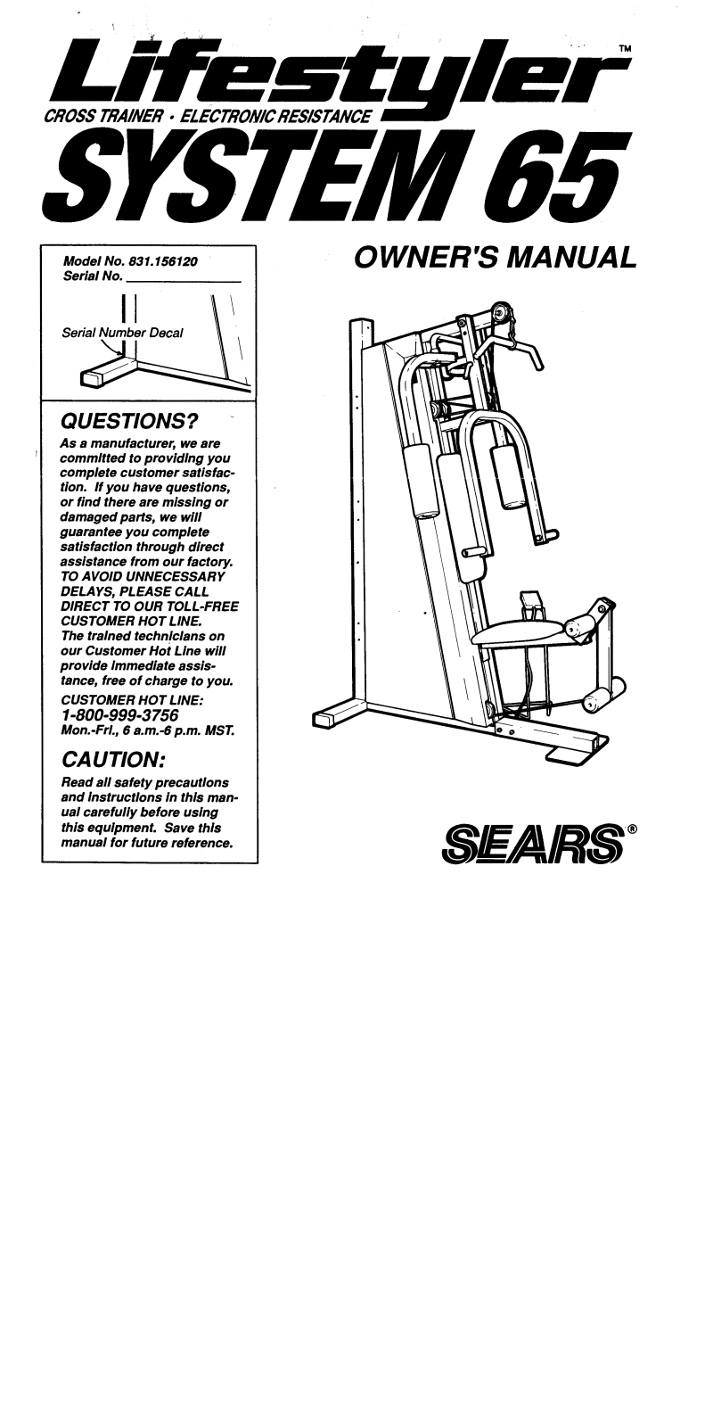 Lifestyler 831.156120 Owner's Manual