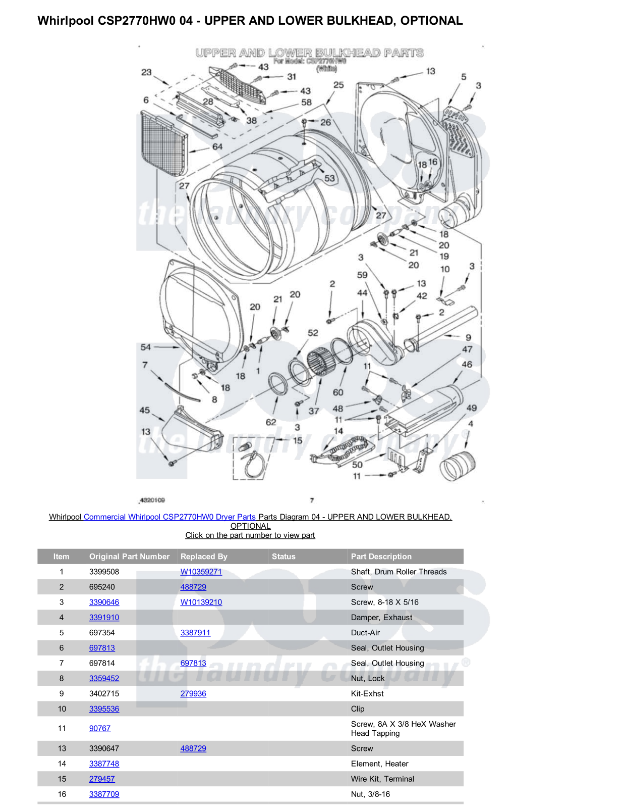 Whirlpool CSP2770HW0 Parts Diagram