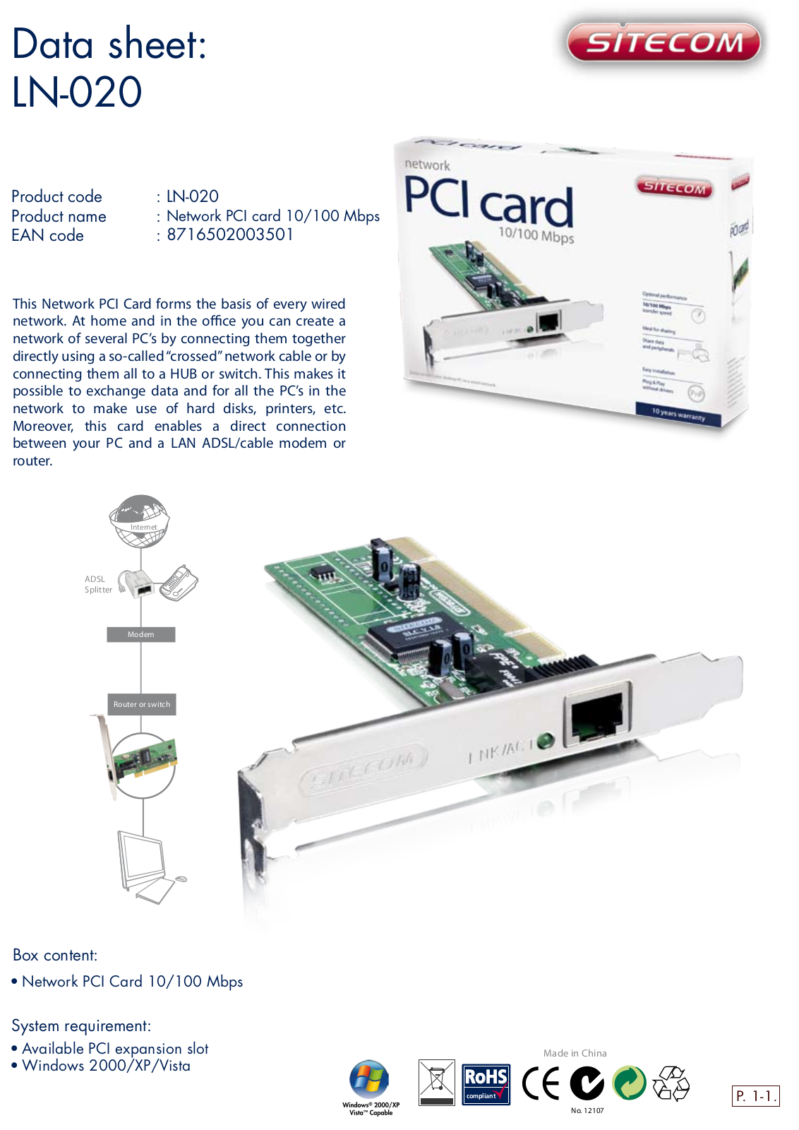 Sitecom LN-020 DATASHEET - ManualMachine.com