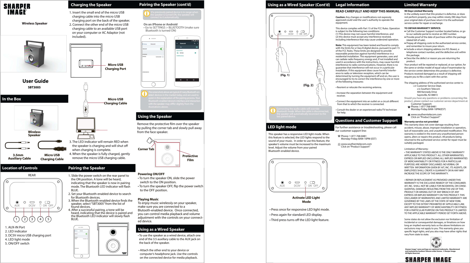 Sharper image SBT3005 User Manual