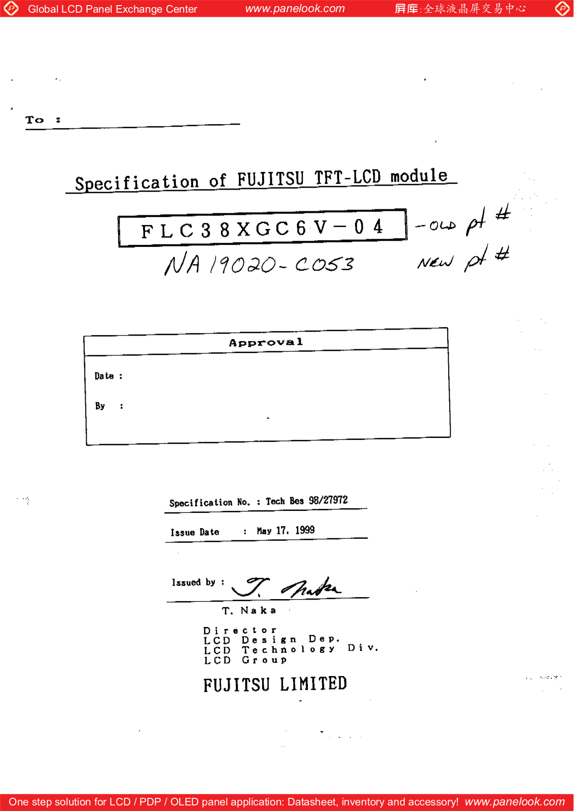 FUJITSU FLC38XGC6V-04 Specification