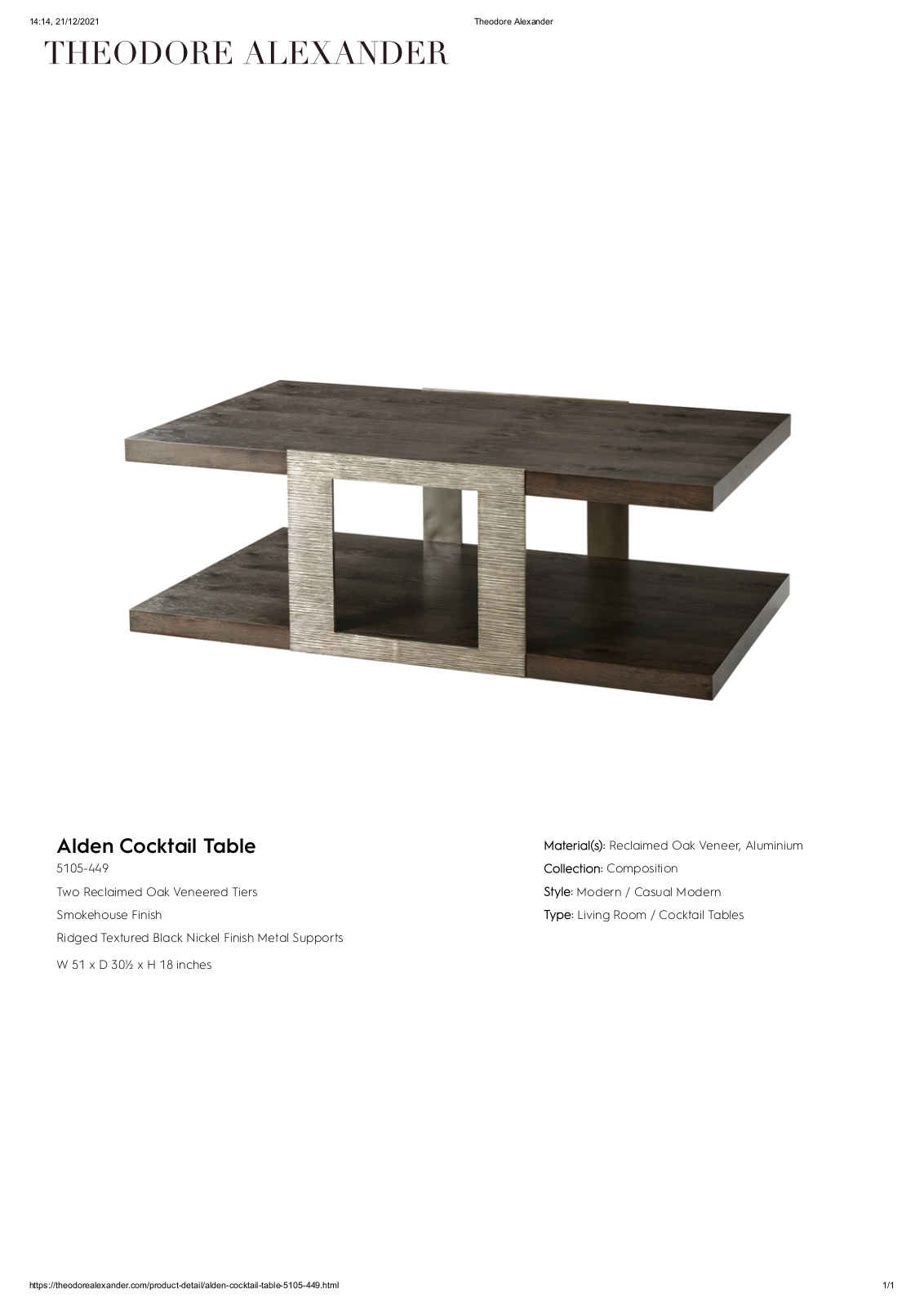 Theodore Alexander FPLJ3263 Specifications - ManualMachine.com