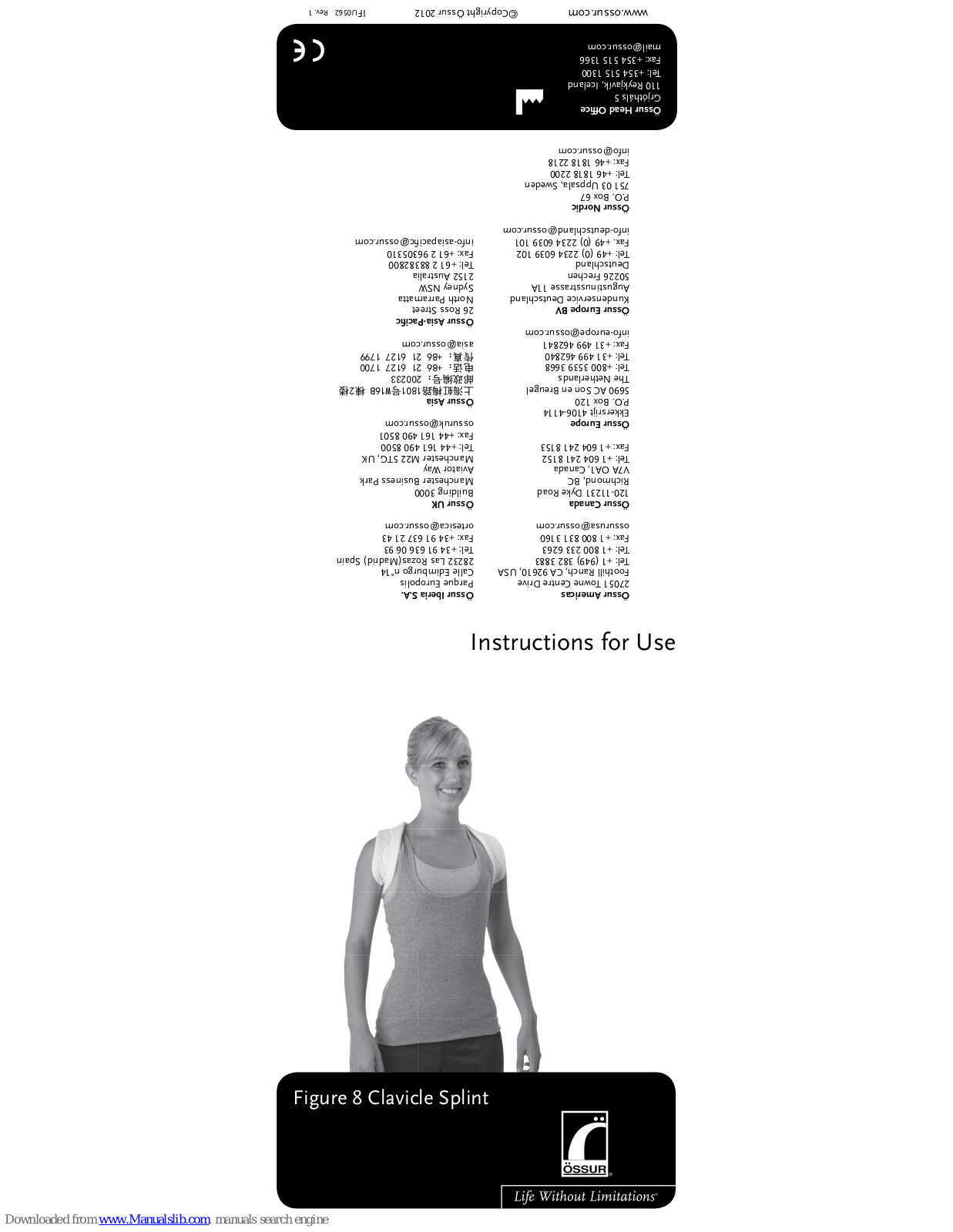 Ossur Figure 8 Clavicle Splint Instruction Manual