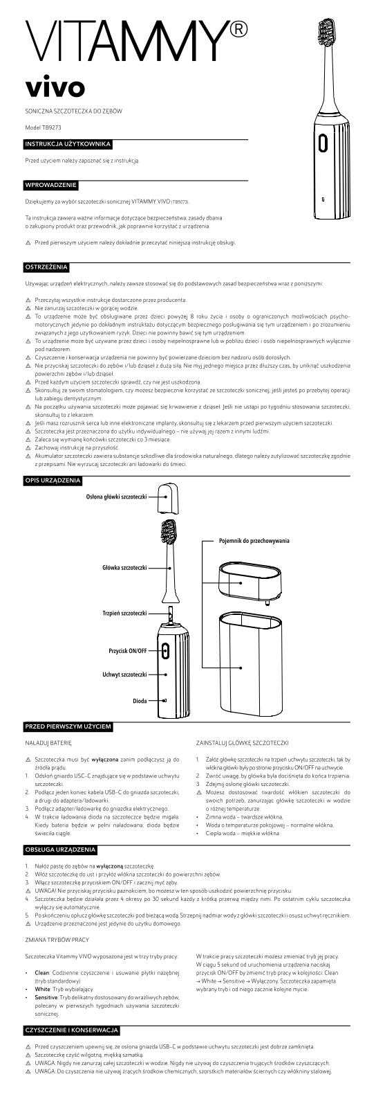 VITAMMY Vivo, TB9273 User guide - ManualMachine.com