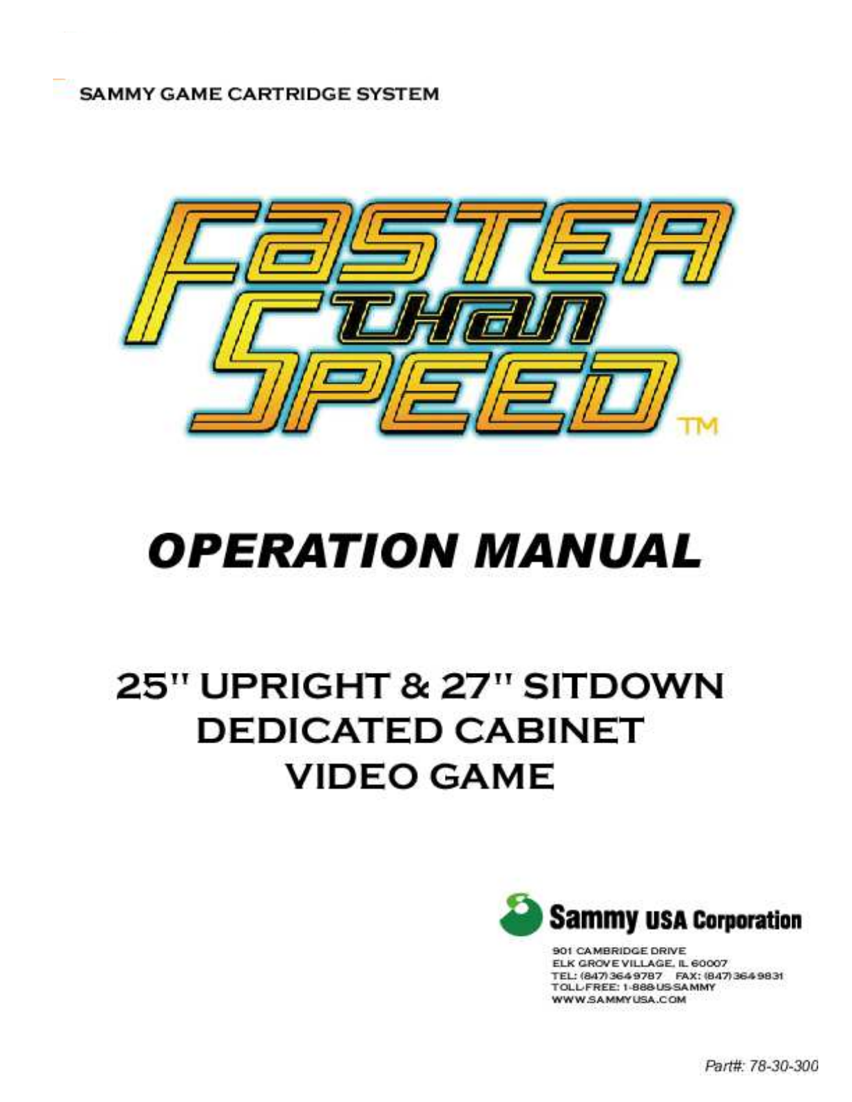 Sega FASTER THAN SPEED User Manual