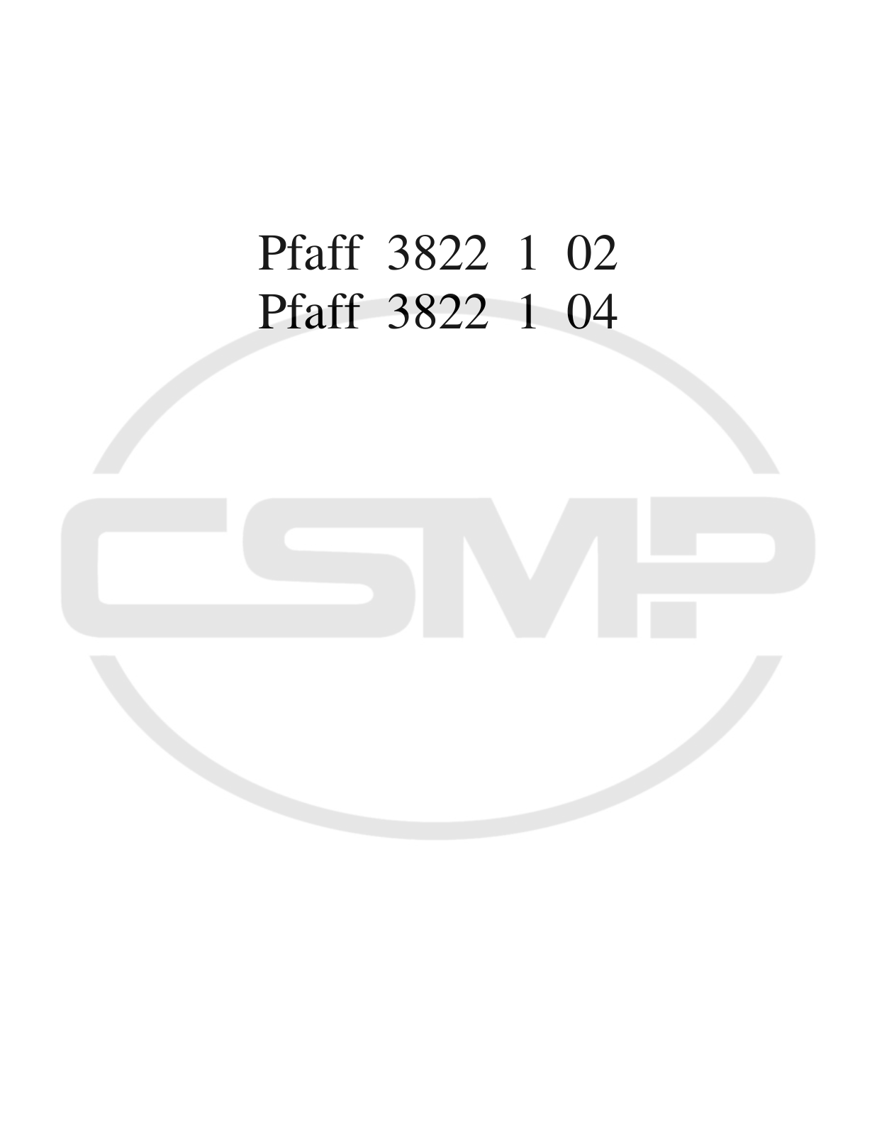 Pfaff 3822 Parts Book