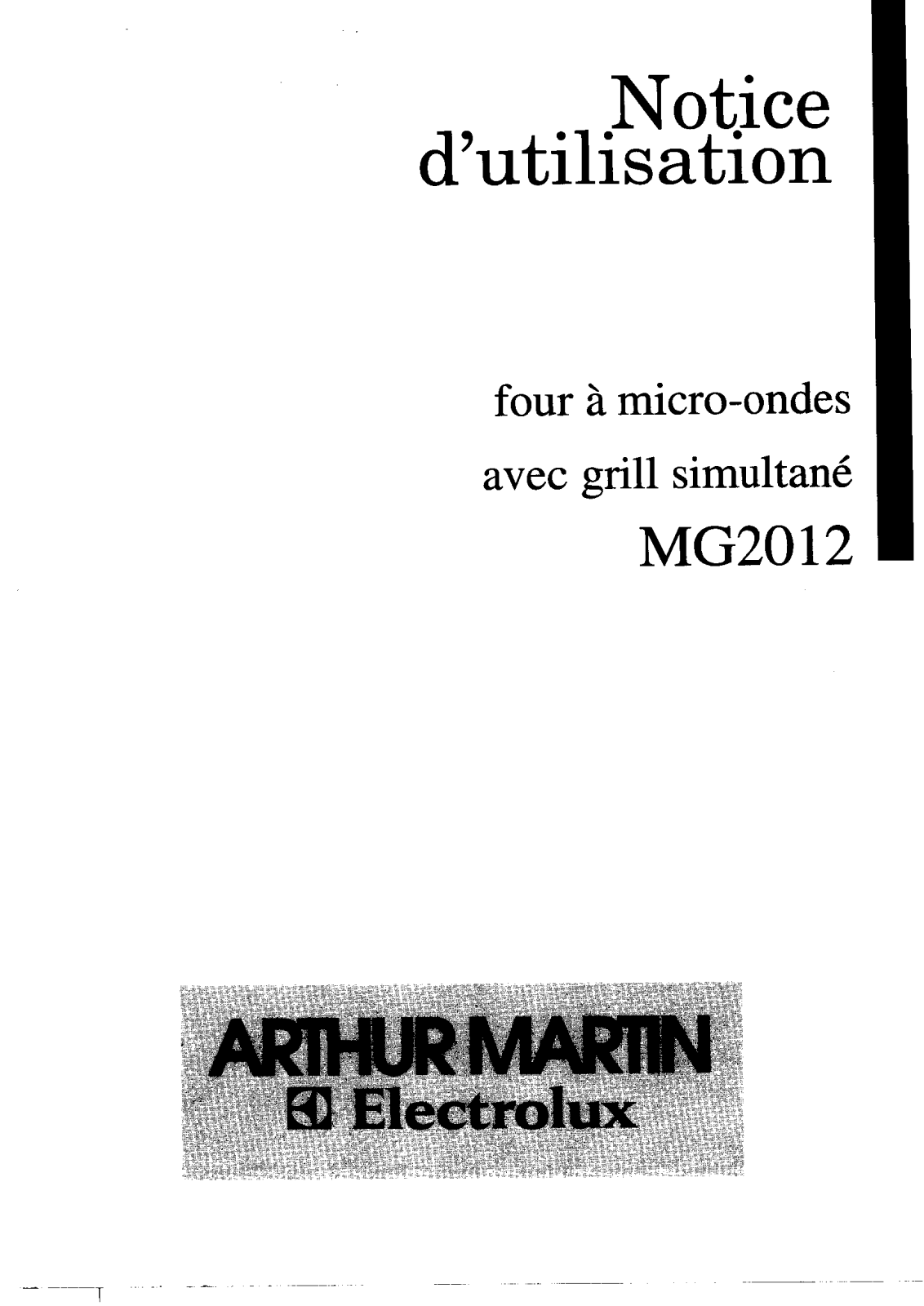 Arthur martin MG2012 User Manual