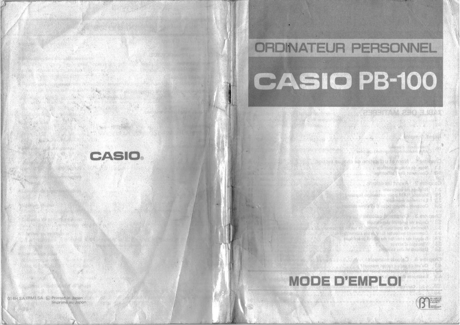 CASIO PB-100 User Manual