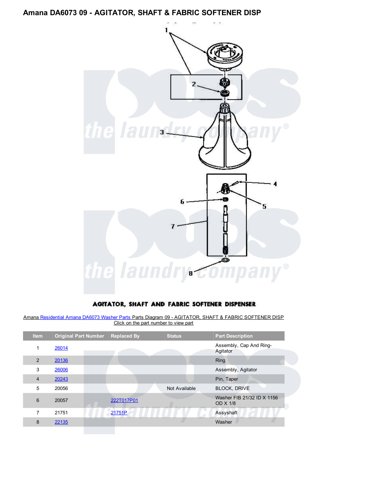 Amana DA6073 Parts Diagram