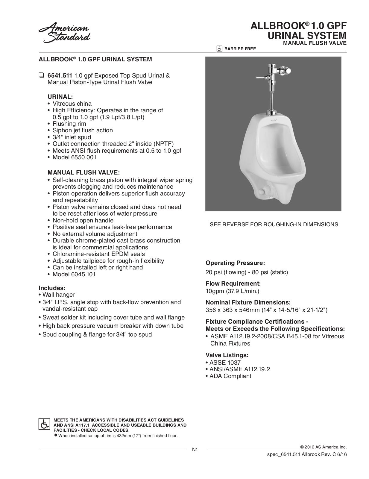 American Standard ASD10036 Specifications - ManualMachine.com