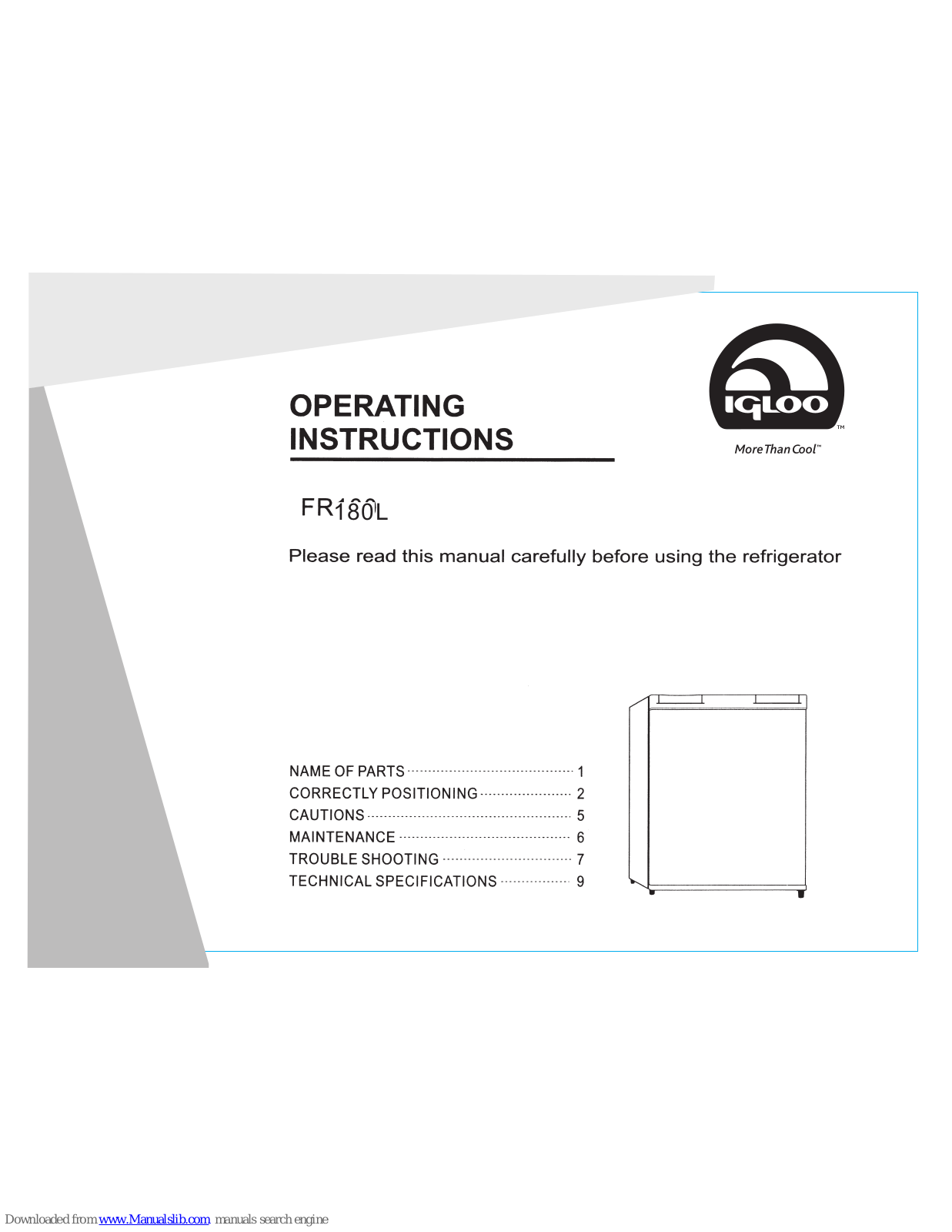 Igloo FR180L Operating Instructions Manual