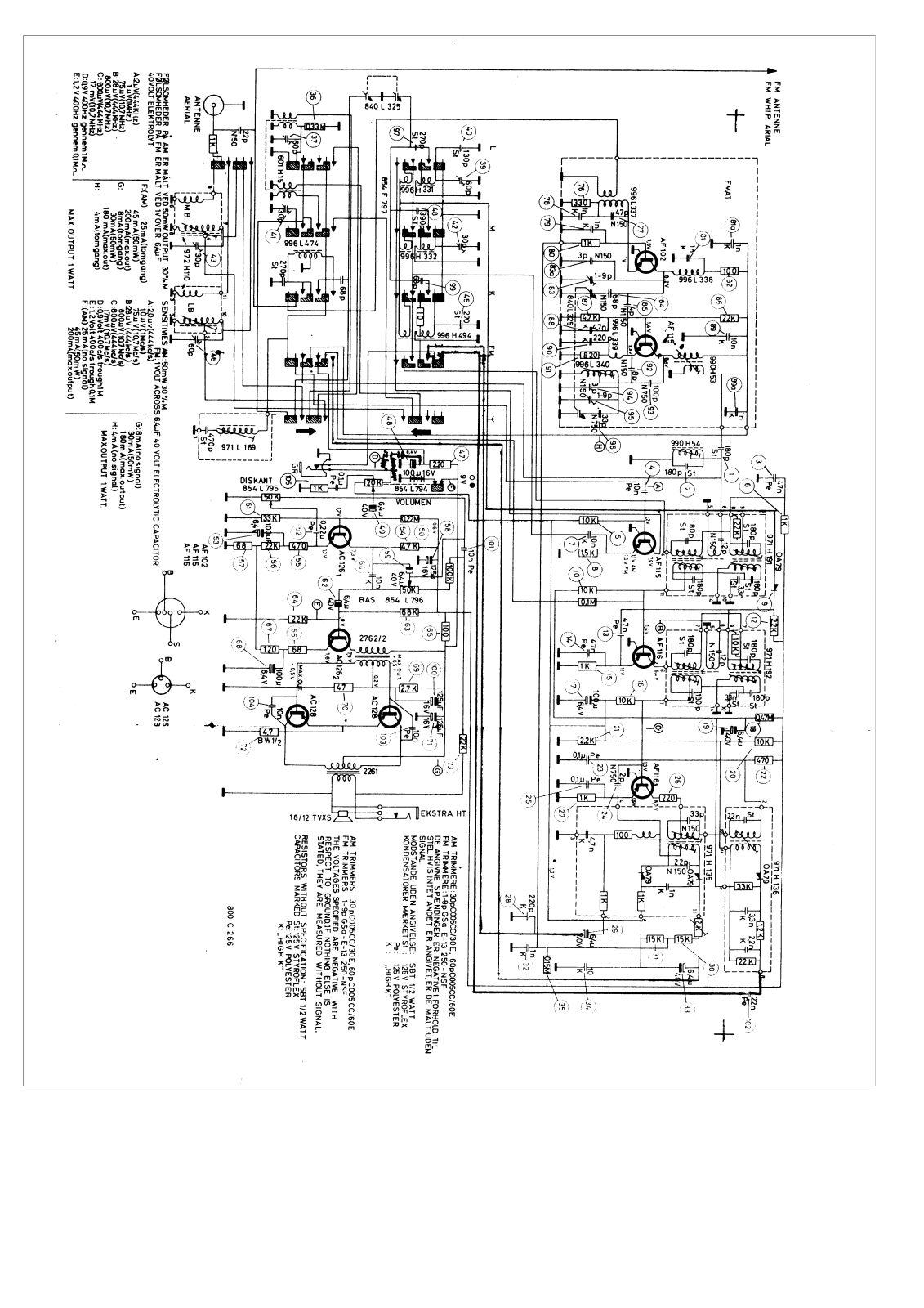 Bang and Olufsen Beolit 600 Schematic