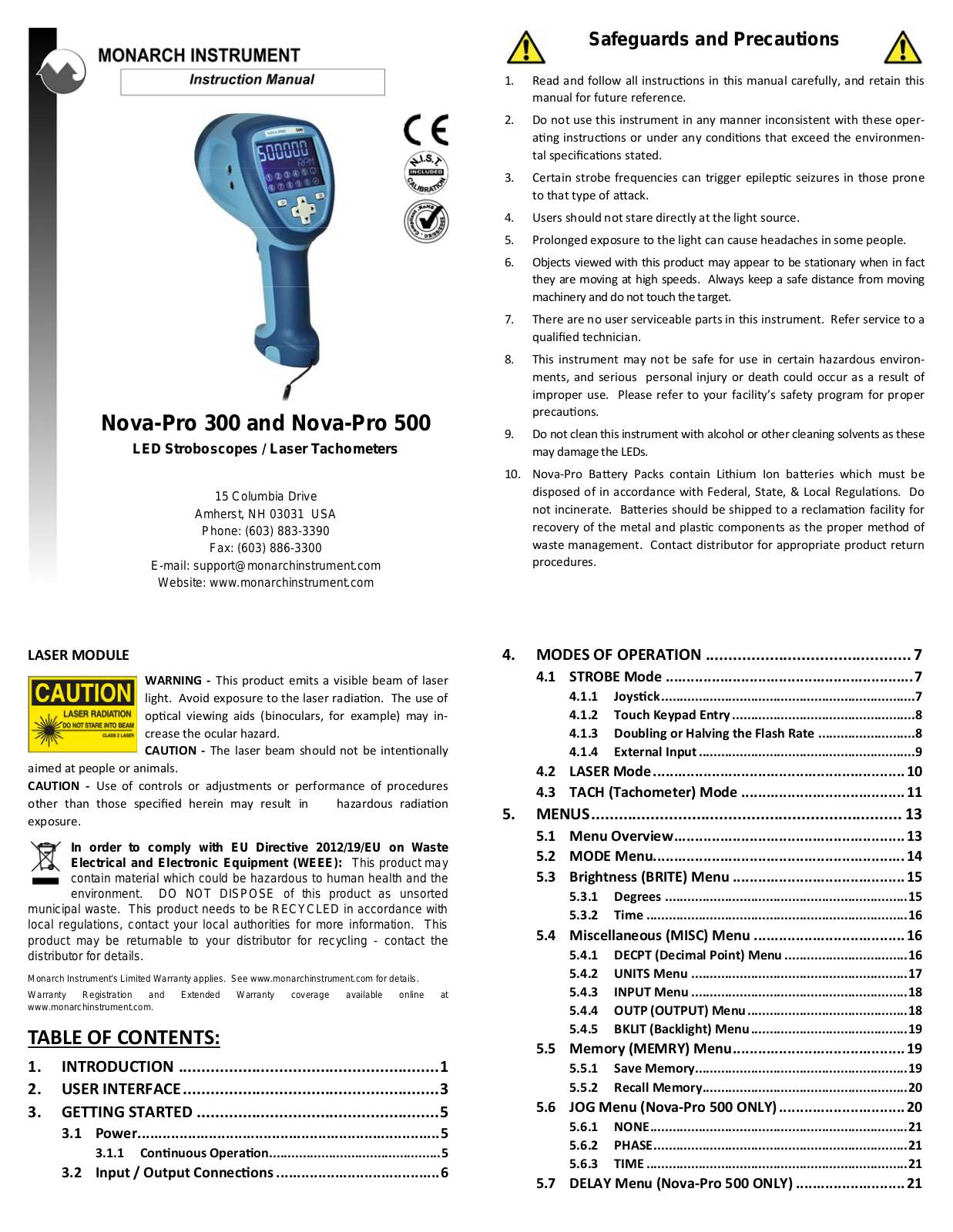 Monarch Instrument Nova-Pro Operating Manual