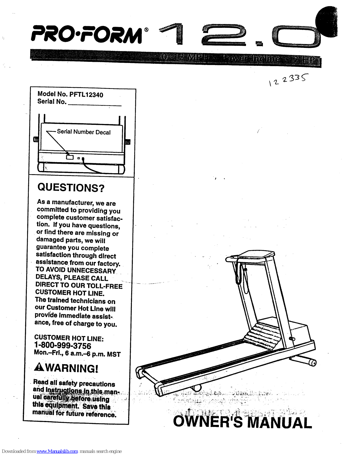 ProForm 12.0, PFTL12340 User Manual