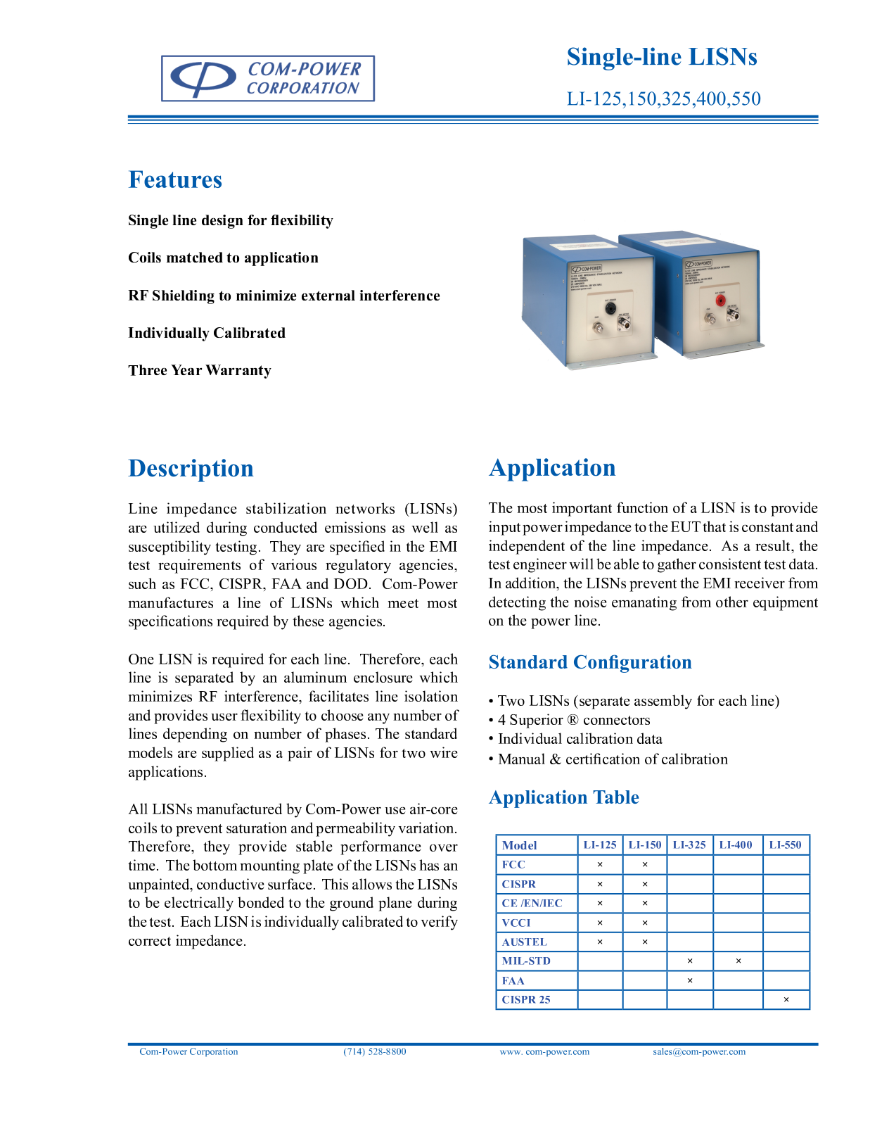 Compower LI-325 Spec Sheet