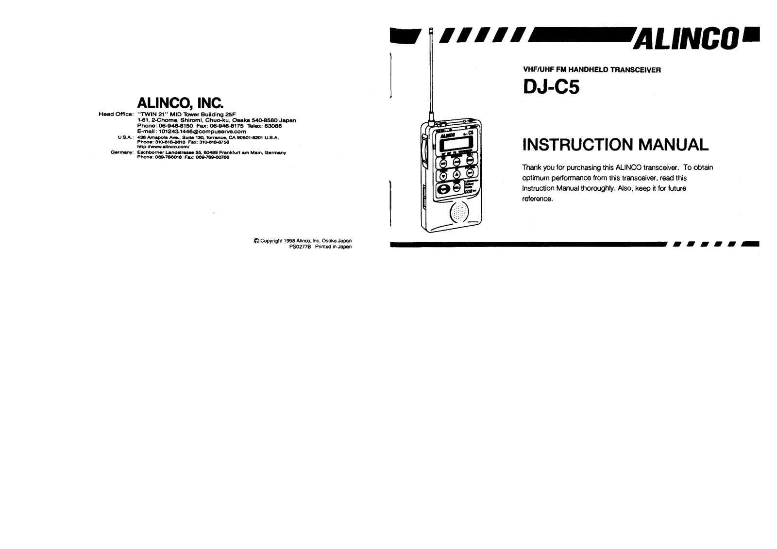 Alinco DJ-C5 User Manual