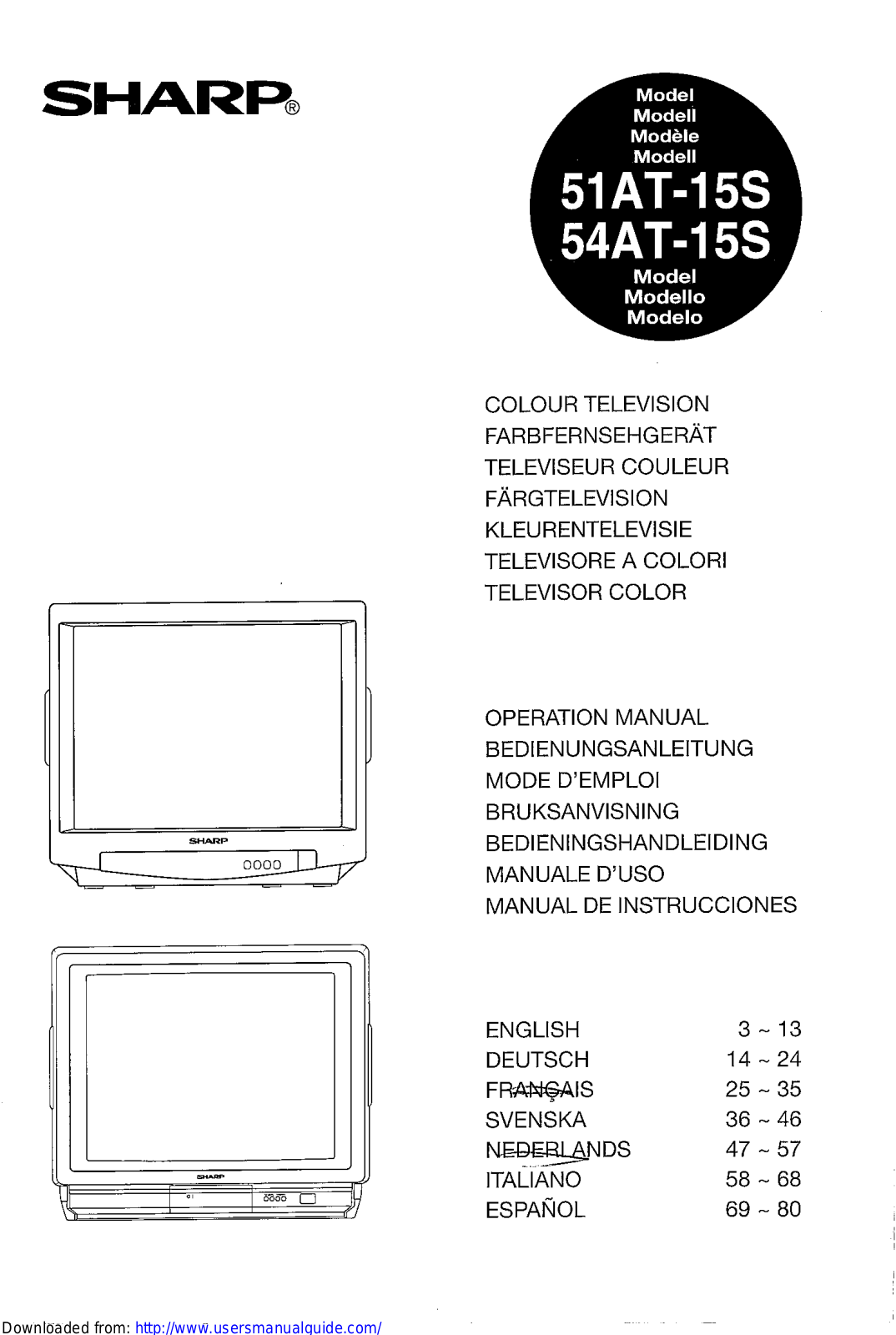 SHARP 51/54AT-15S User Manual