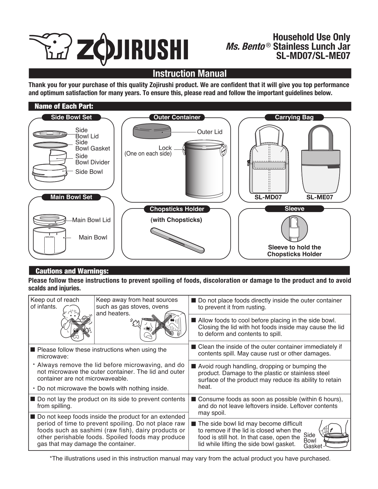 Zojirushi SL-MD07, SL-ME07 user manual