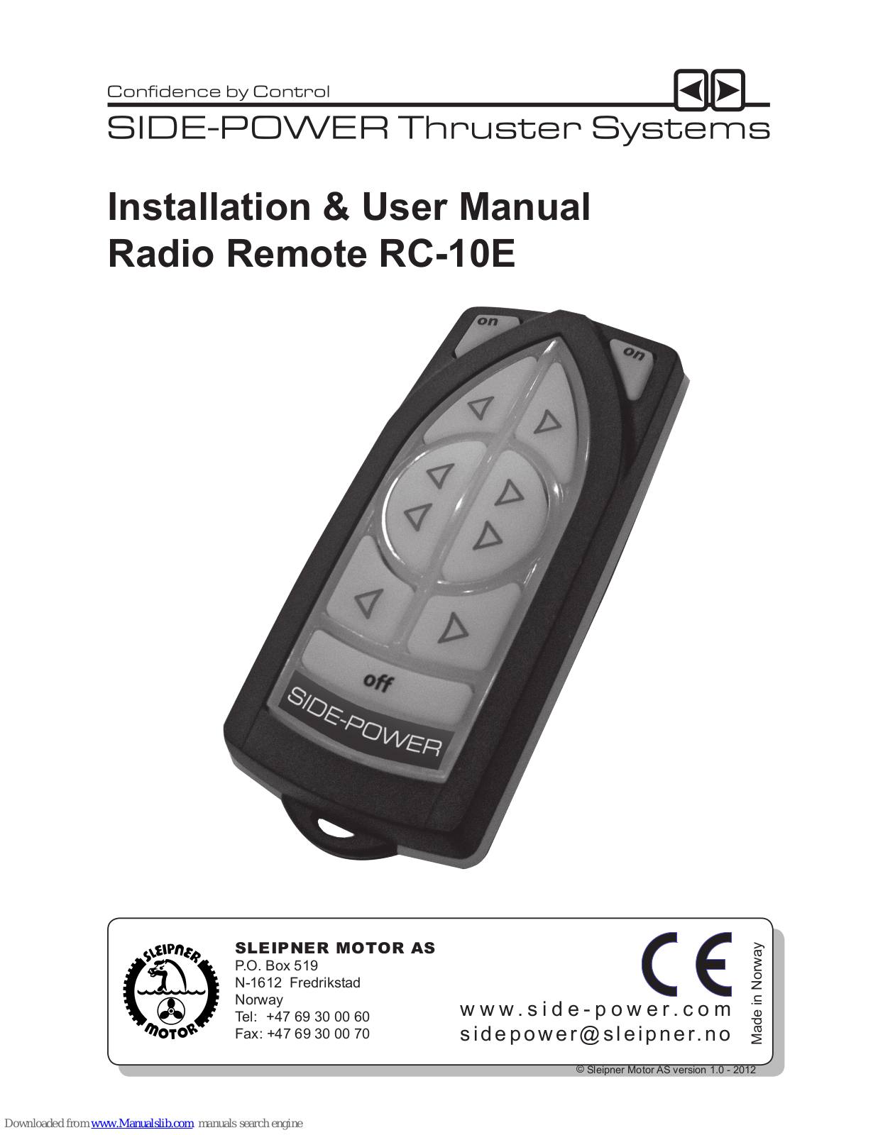 Side-Power RC-10E, RCR-1E, RCT-10E Installation & User Manual