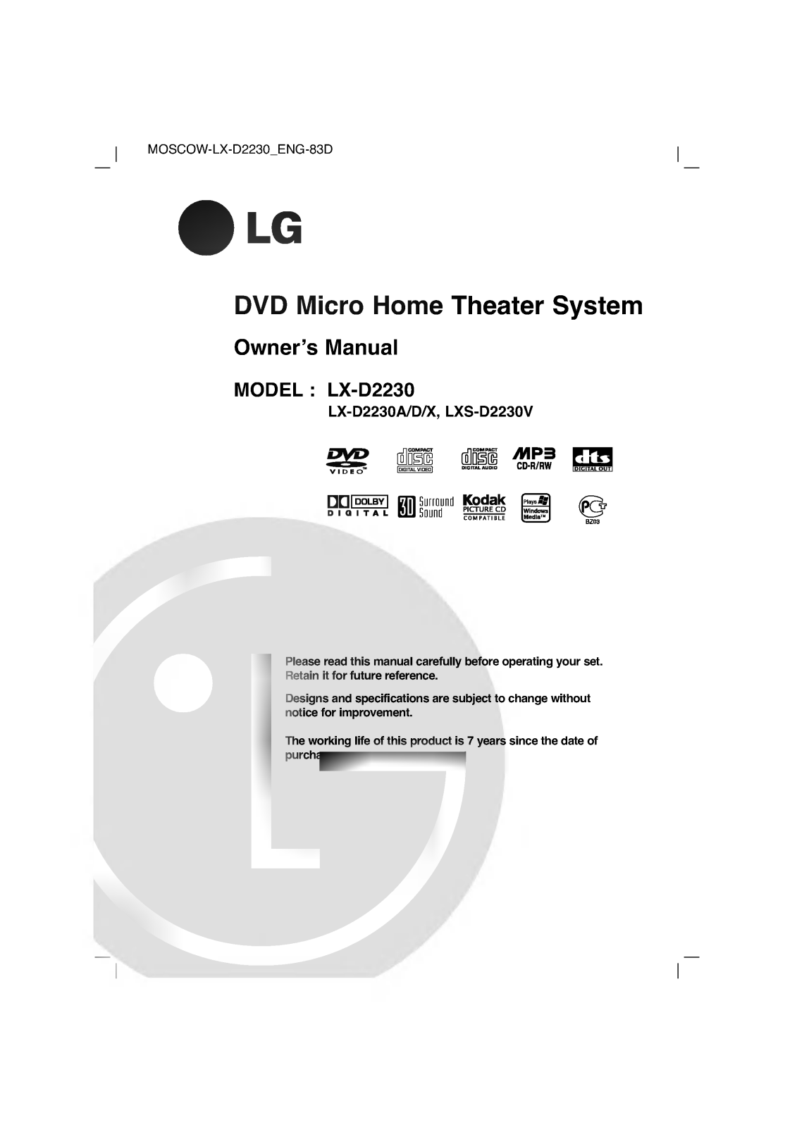 LG LX-D2230X User guide