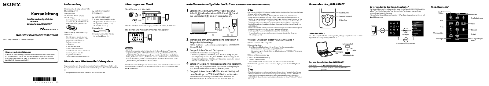 Sony NWZ-S764BT, NWZ-S763BT User Manual