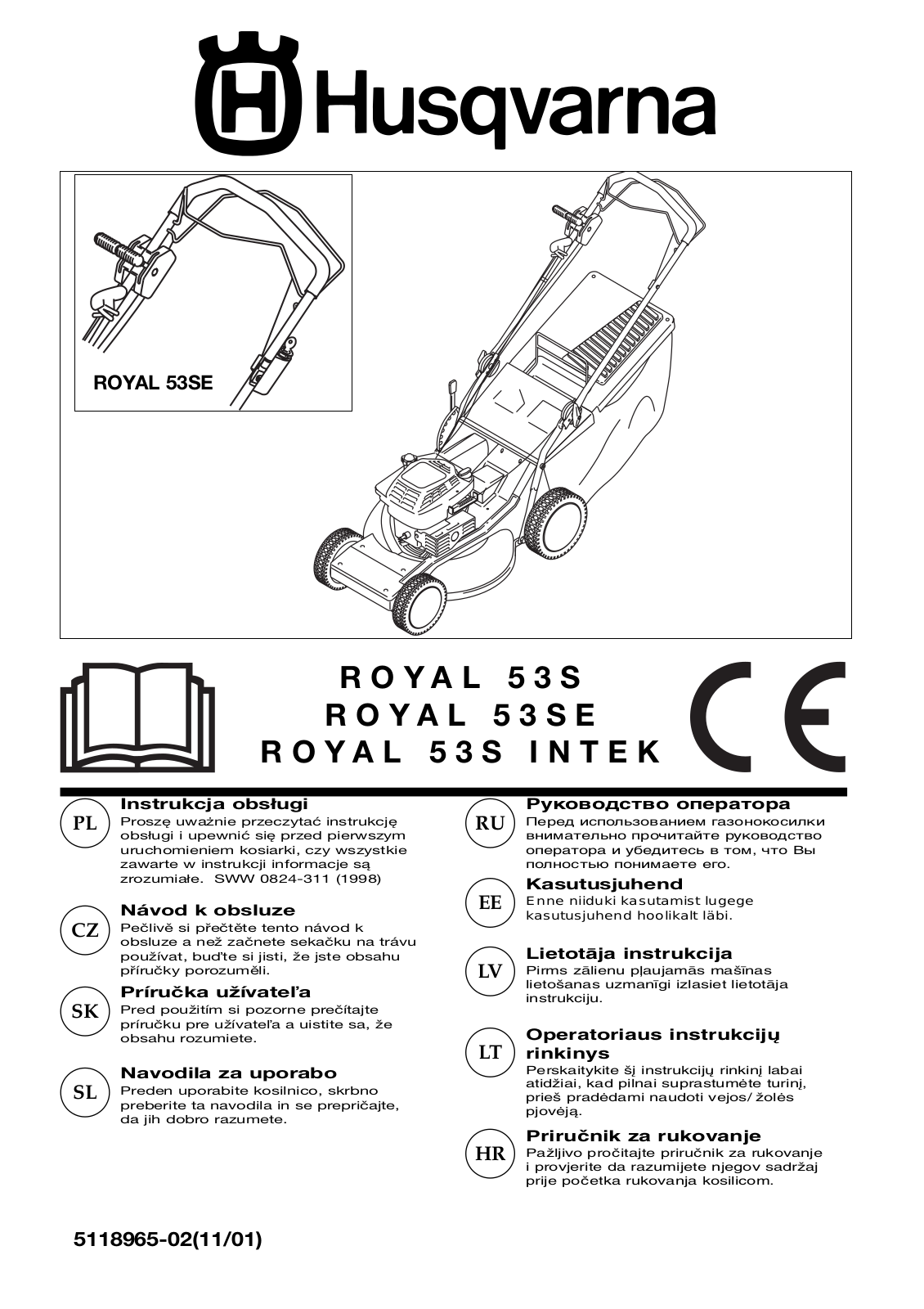 Husqvarna ROYAL 53 S, ROYAL 53 SE, ROYAL 53 S INTEK User Manual