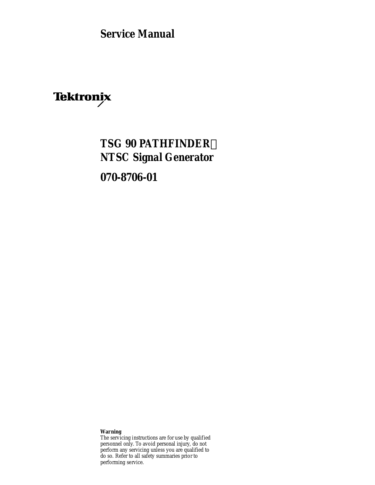 Tektronix TSG 90 Service Manual