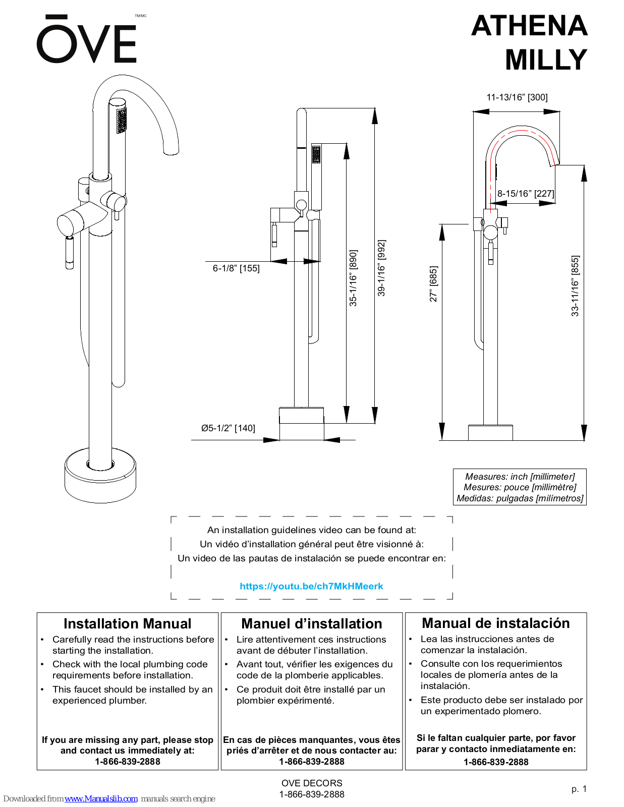 OVE ATHENA MILLY Installation Manual - ManualMachine.com