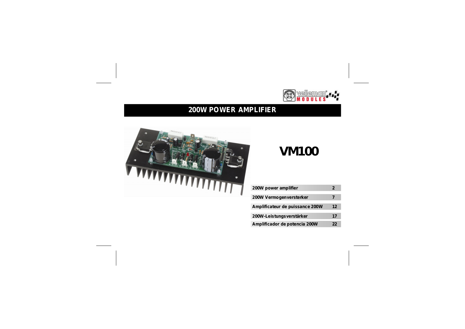 Velleman VM100 User Manual