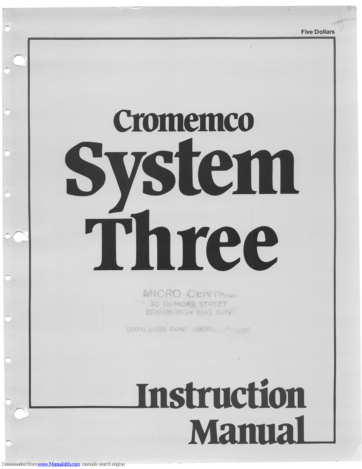 Cromemco System Three Instruction Manual - ManualMachine.com