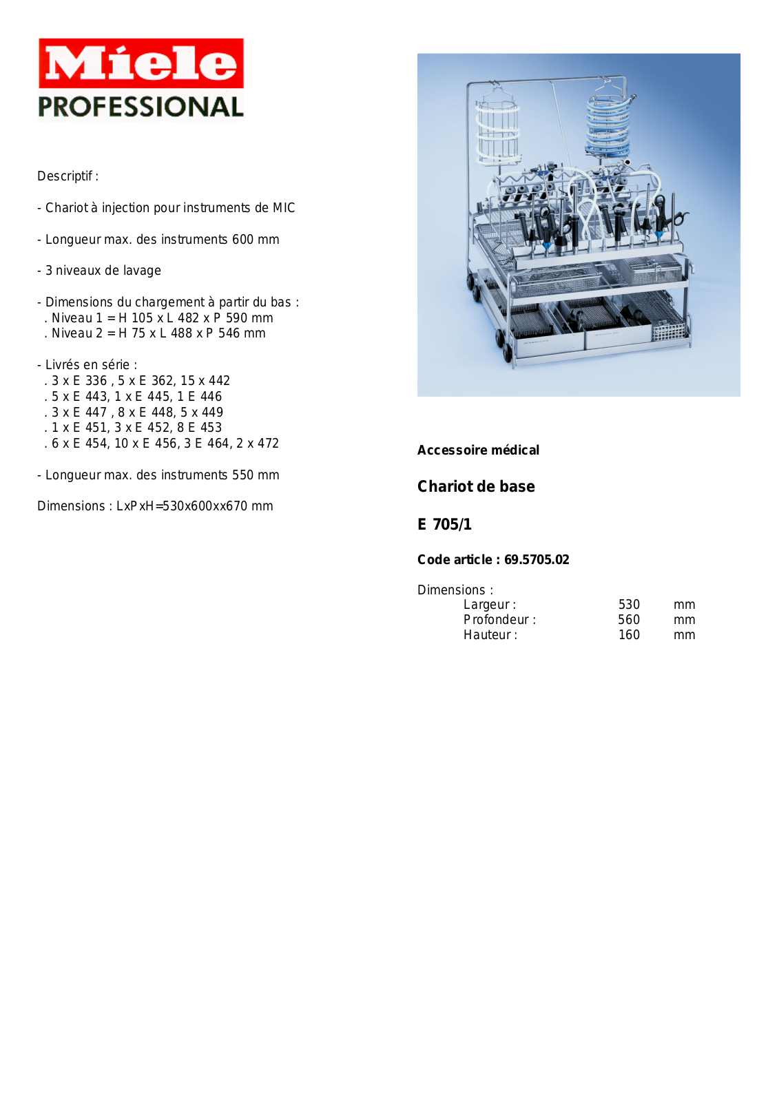 MIELE E 705-1 DESCRIPTIF User Manual - ManualMachine.com