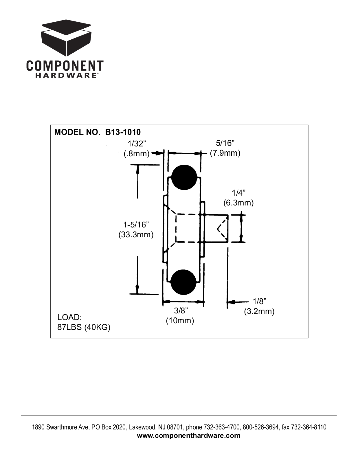 Component Hardware B13-1010 User Manual