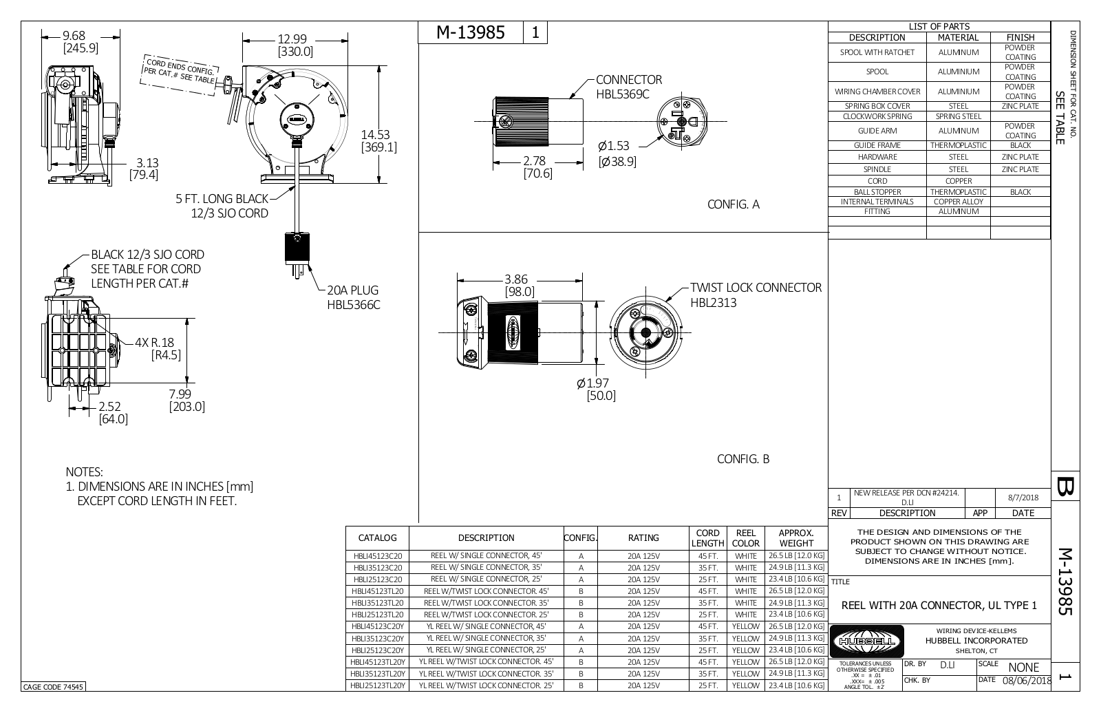 Hubbell HBLI45123C20 Reference Drawing