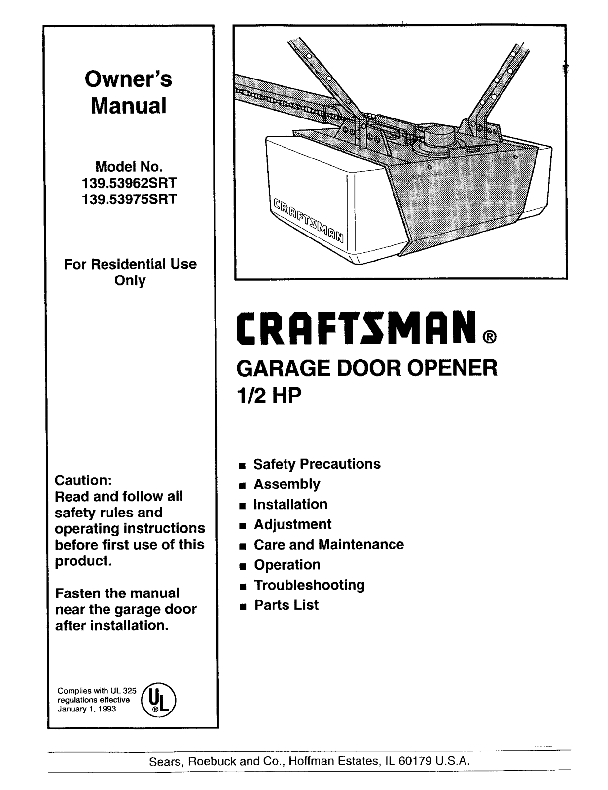 Craftsman 139.53962SRT, 139.53975SRT User Manual