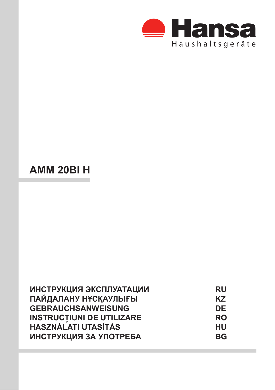 Hansa AMM 20 BEIH User Manual