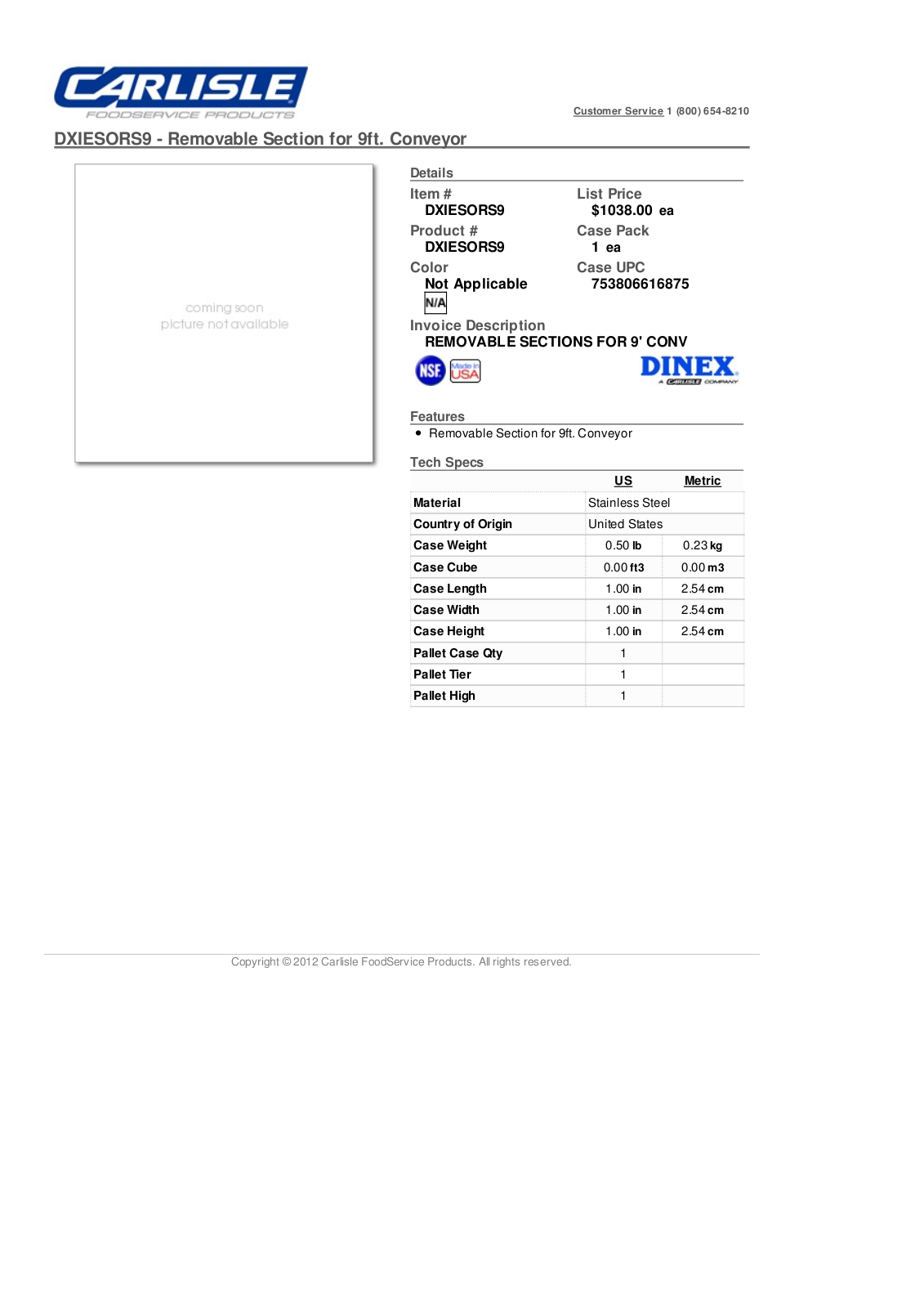 Carlisle DXIESORS9 User Manual