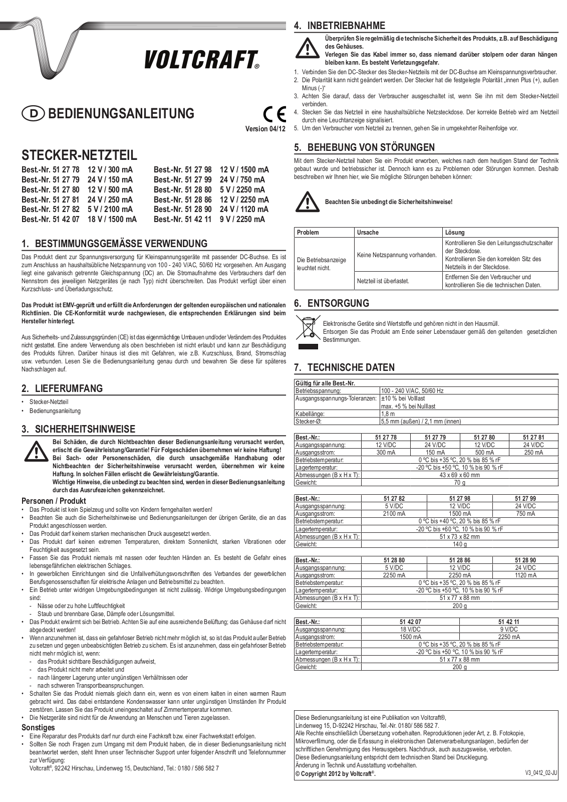 VOLTCRAFT FPPS 5-12W, FPPS 9-20W User guide