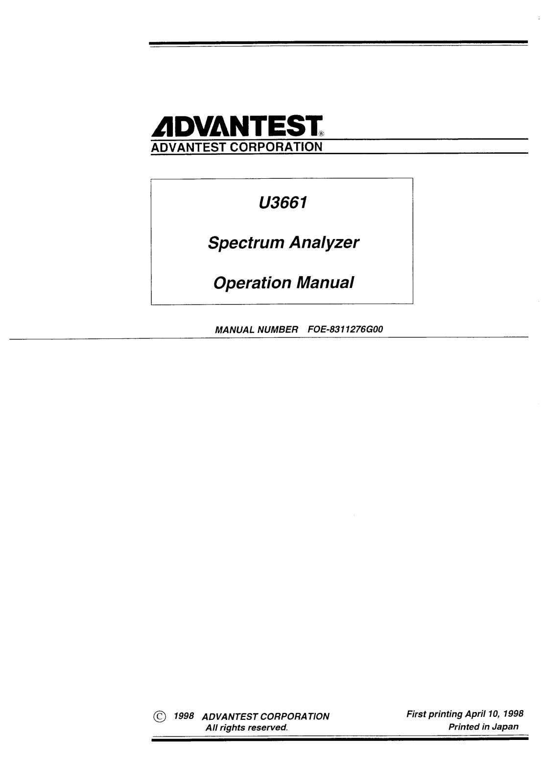 Advantest U3661 User Manual