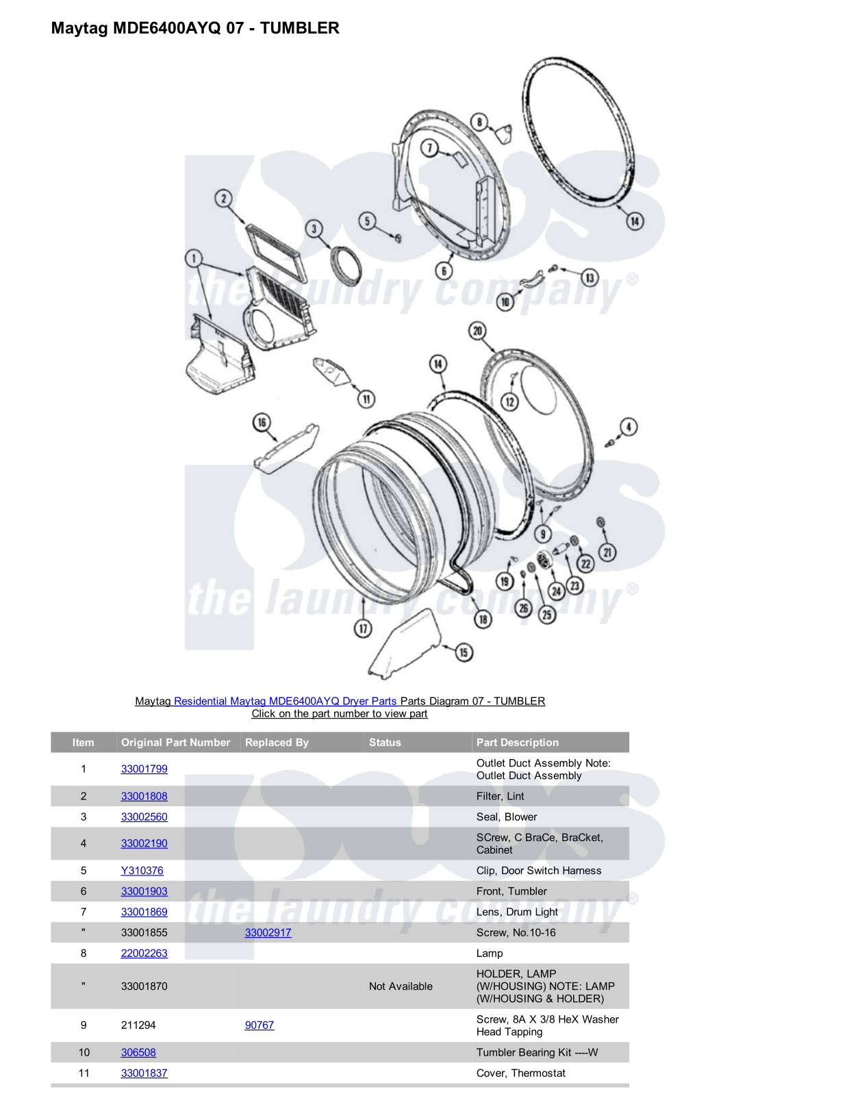 Maytag MDE6400AYQ Parts Diagram