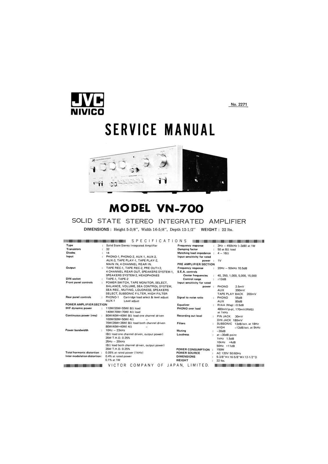 Jvc 4VN-700 Owners Manual