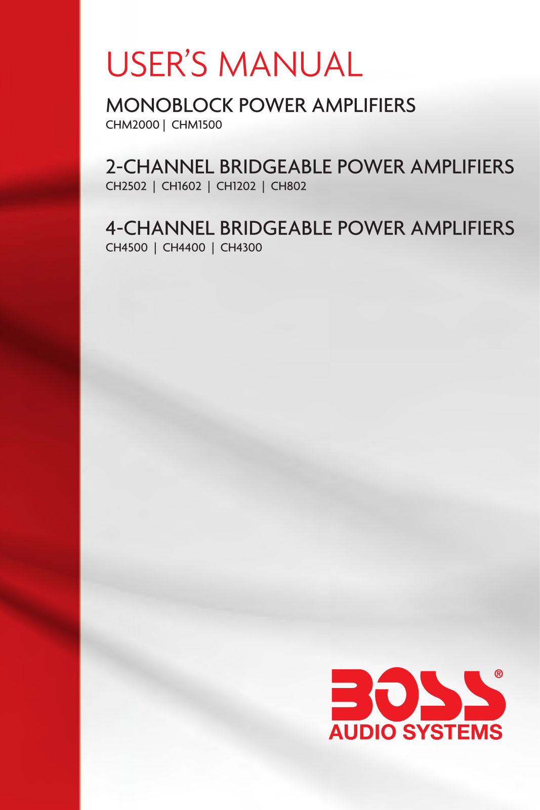 Boss Audio CHAOS CH1202, CHAOS CH1602, CHAOS CH2502, CHAOS CH4300, CHAOS CH4400 User Manual