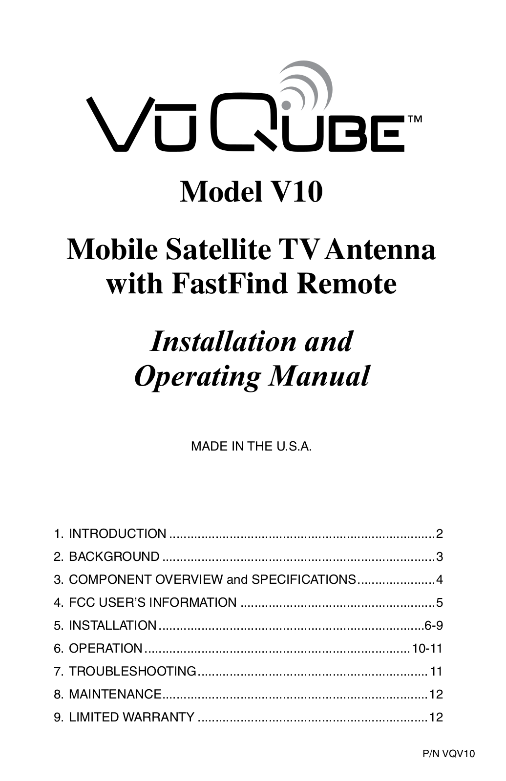 Radio Shack Vu Qube V10 User Manual