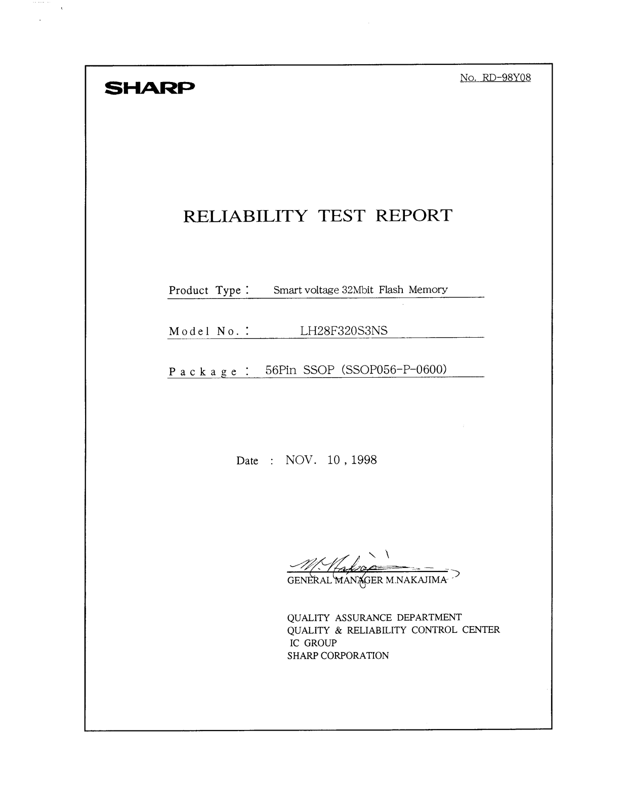 Sharp LH28F320S3NS Datasheet