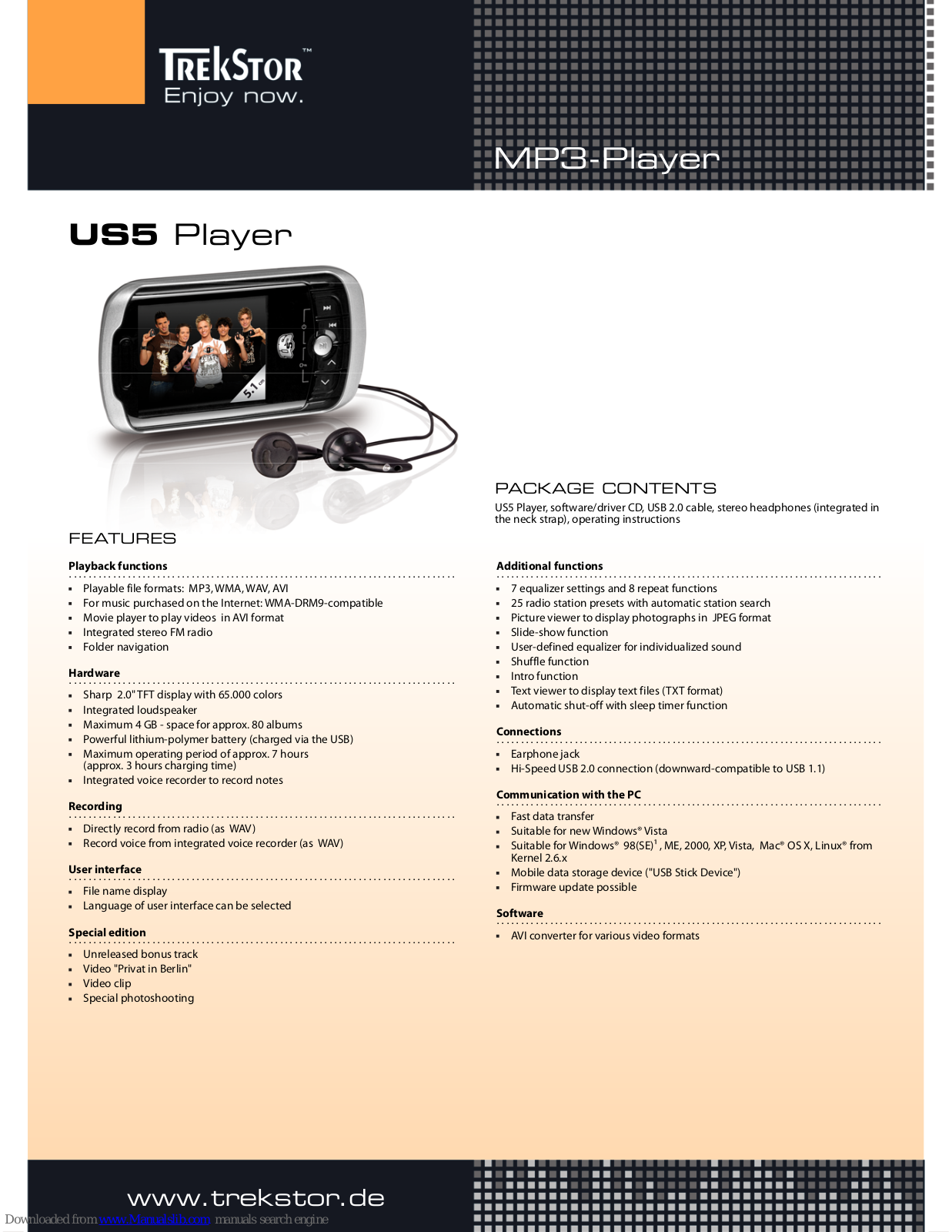 TrekStor US5 Player 1GB Specifications - ManualMachine.com