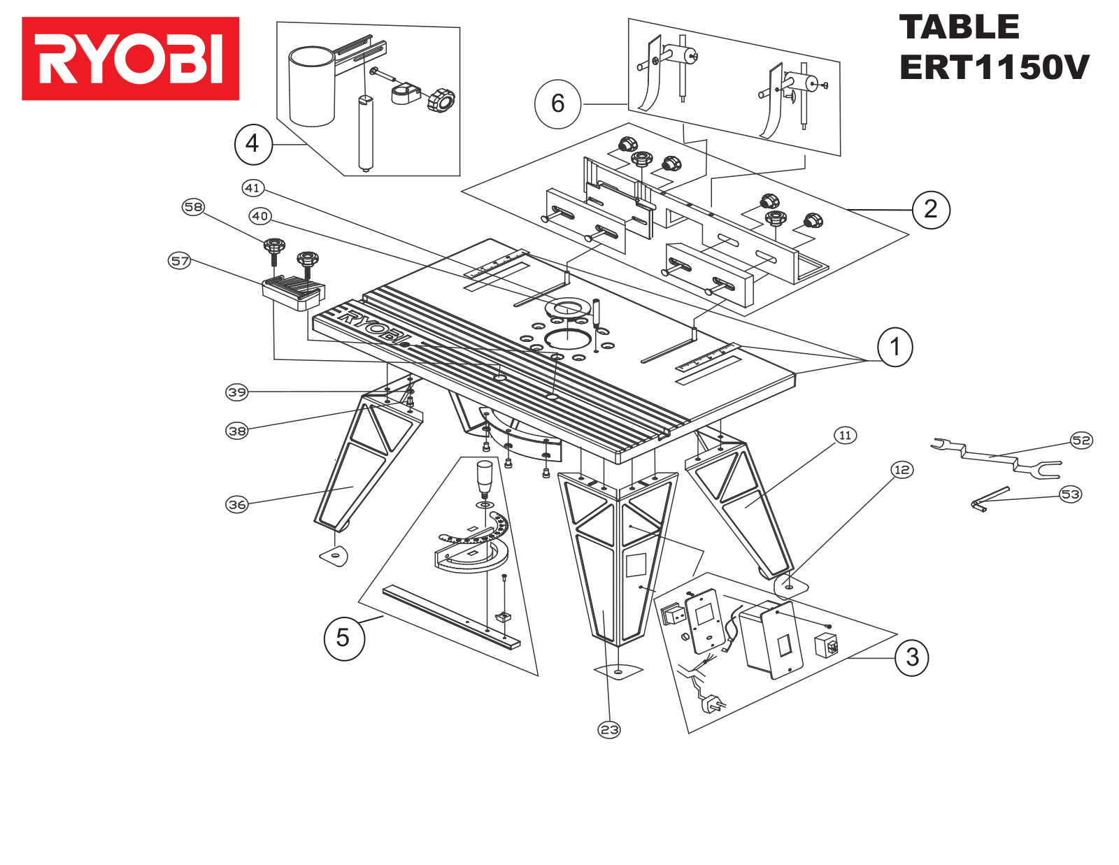 Ryobi TABLE ERT1150V User Manual