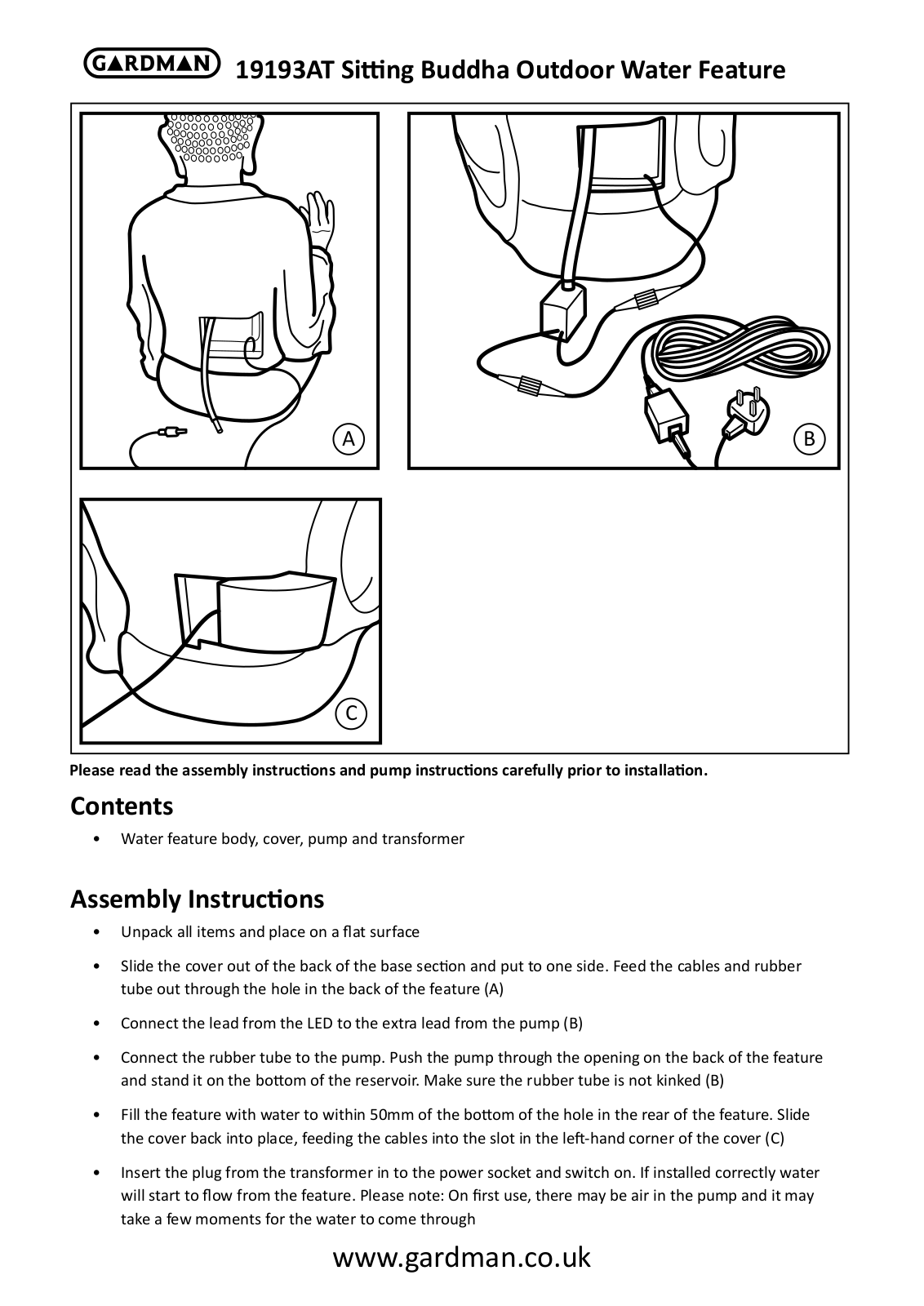 Gardman Sitting Buddha User Manual